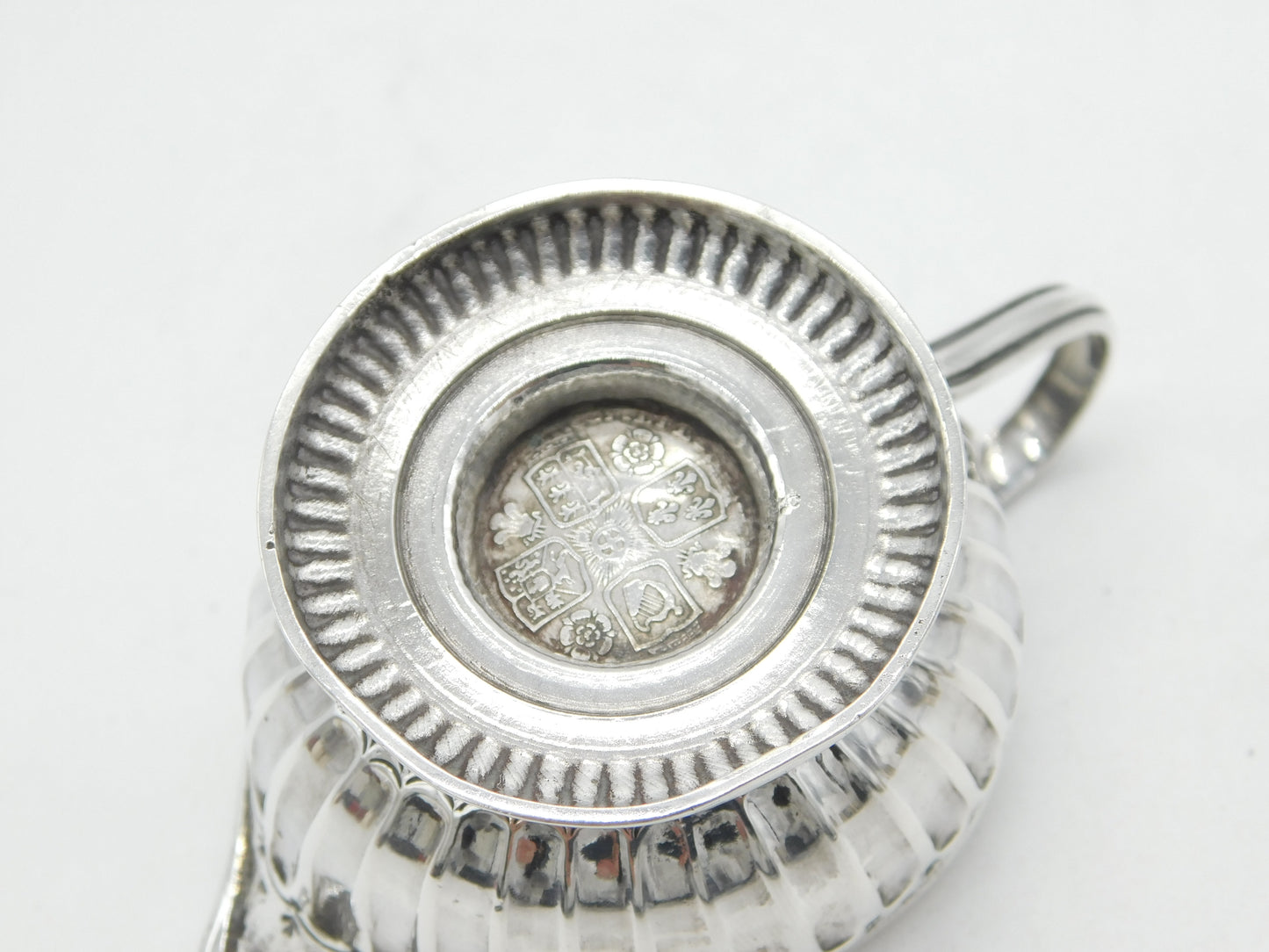 George II Sterling Silver Shilling Coin Set Cream Jug Antique c1750 London