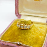 Victorian 18ct Yellow Gold Cabochon Moonstone Boat Ring Antique 1899 Chester