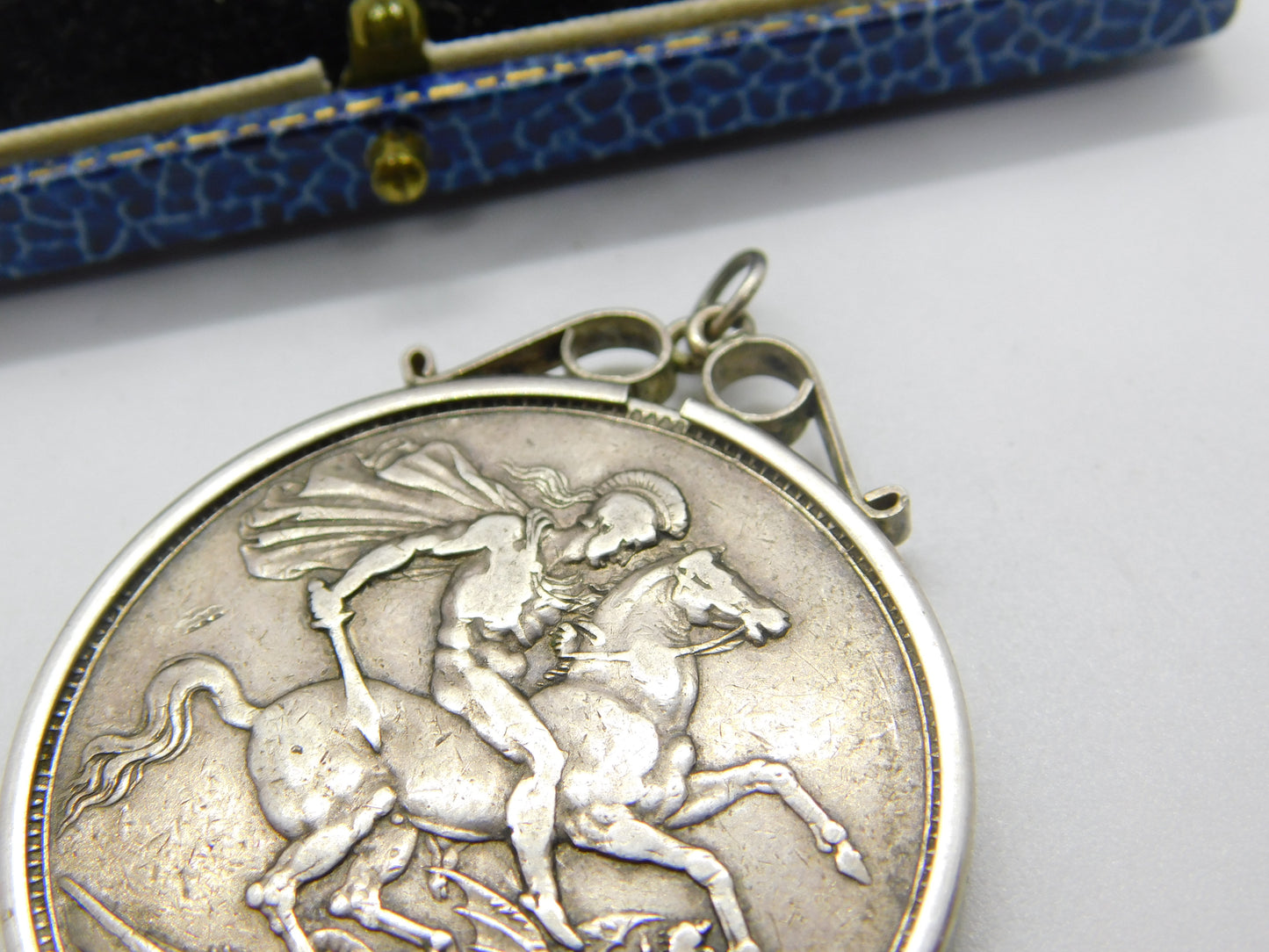 Sterling Silver Queen Victorian Mounted Crown Coin Pendant Antique 1890