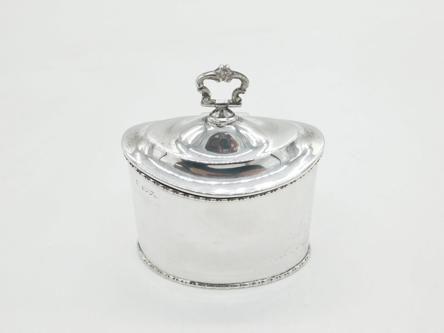 Edwardian Sterling Silver Oval Tea Caddy Antique c1910 Chester
