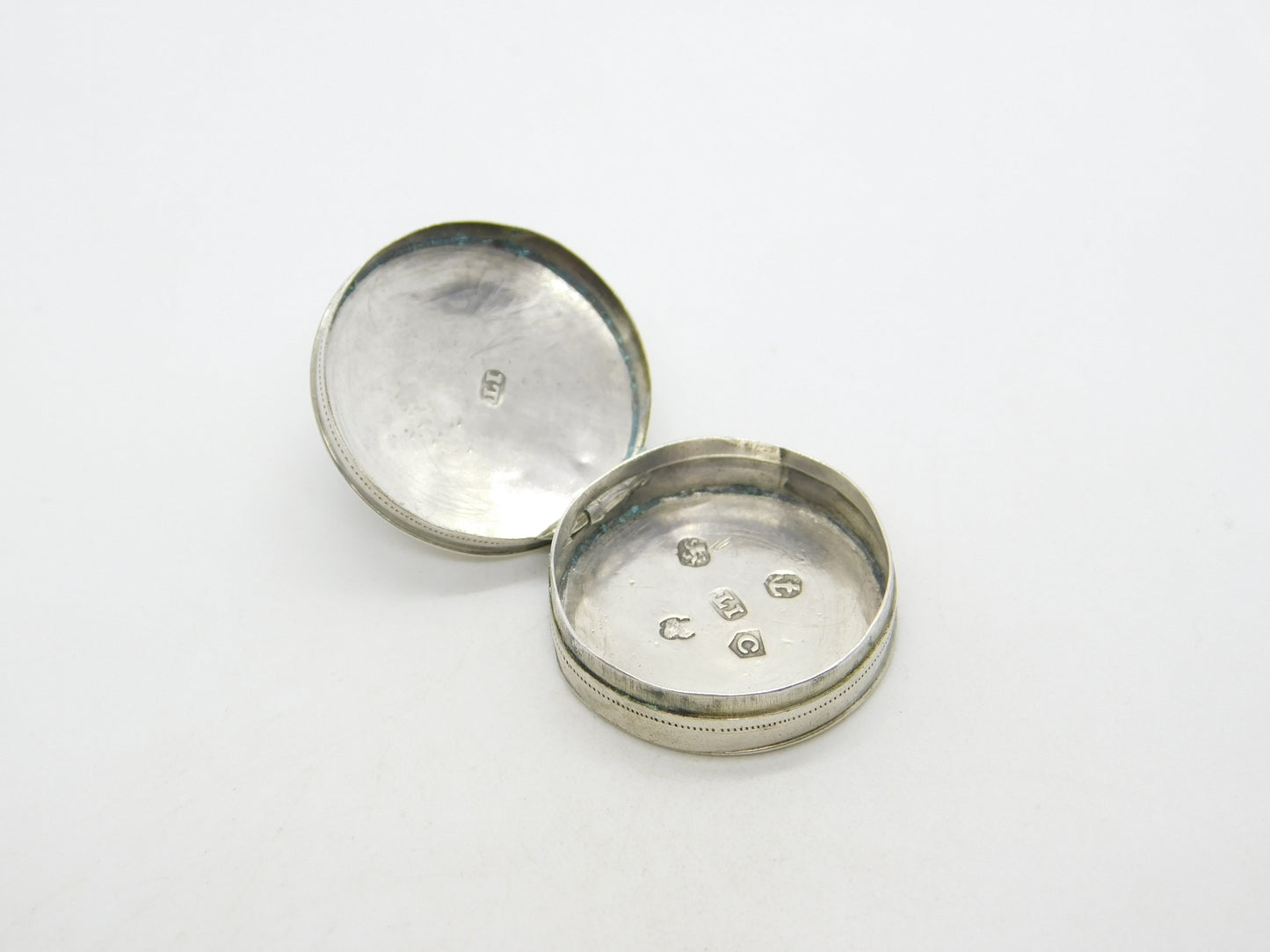 George III Sterling Silver Circular Patch Box Antique 1800 Birmingham