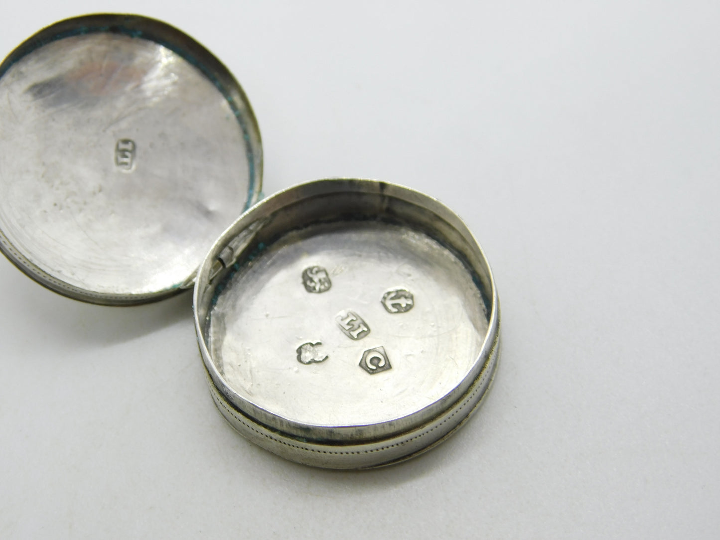 George III Sterling Silver Circular Patch Box Antique 1800 Birmingham
