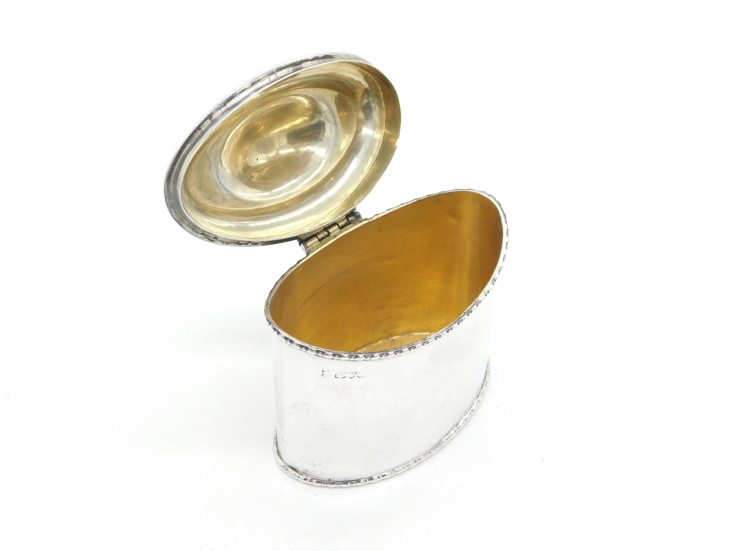 Edwardian Sterling Silver Oval Tea Caddy Antique c1910 Chester