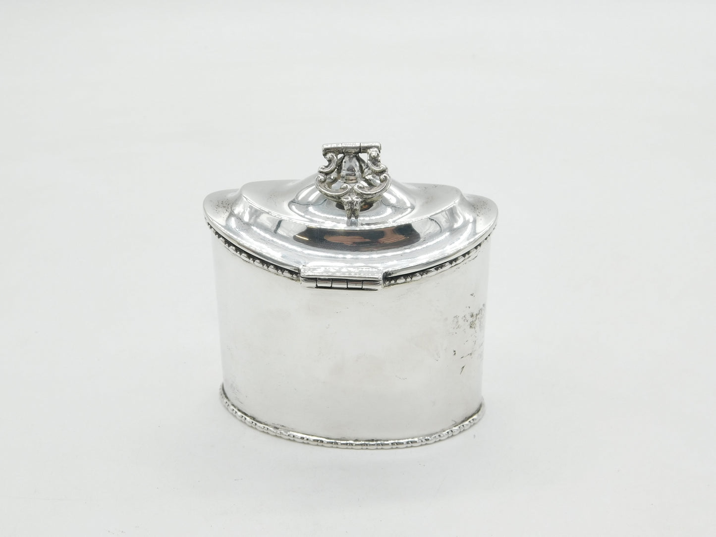 Edwardian Sterling Silver Oval Tea Caddy Antique c1910 Chester