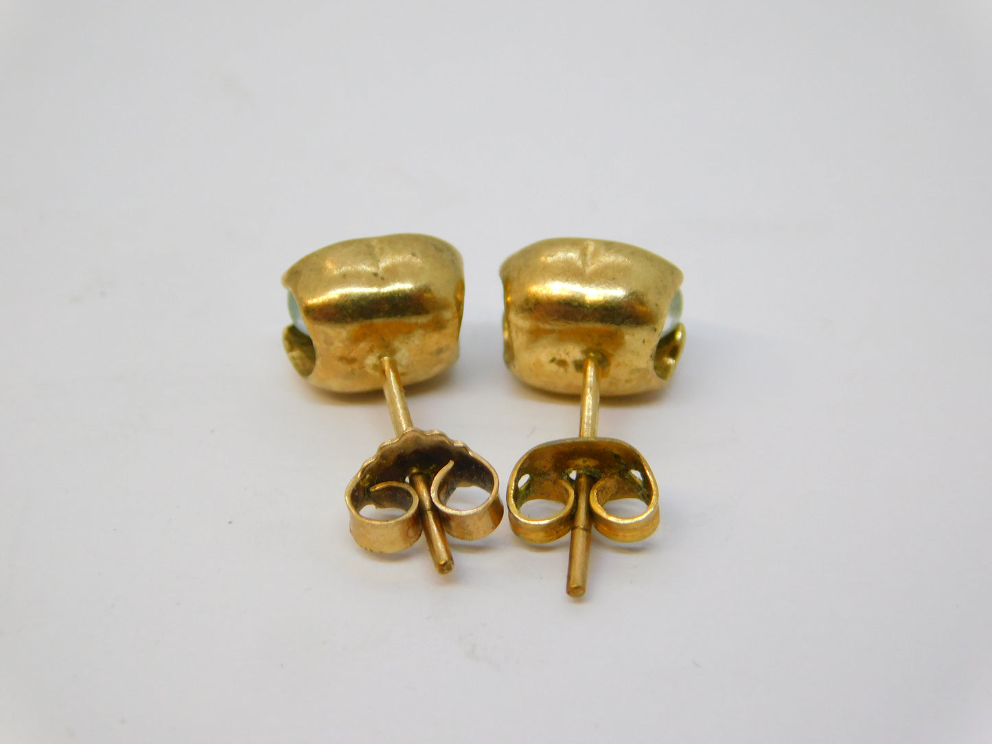 9ct Yellow Gold Faceted Pale-Blue Topaz Stud Earrings Vintage 2010 Birmingham