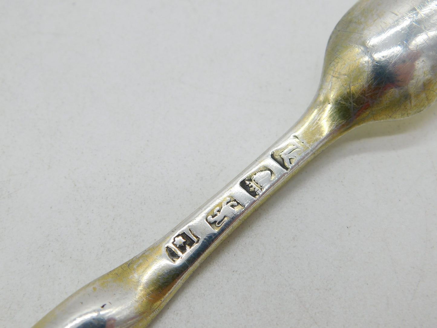 George III Sterling Silver Gilt Bone Marrow Scoop Antique 1766 London