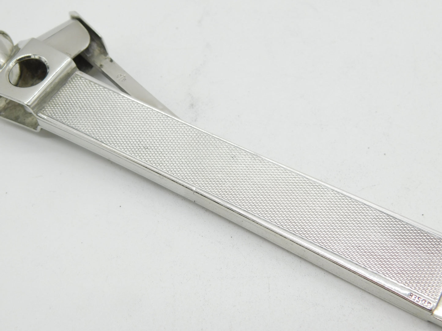 20th Century .835 Silver Engine Turned Cigar Cutter Tool Antique c1920 Art Deco