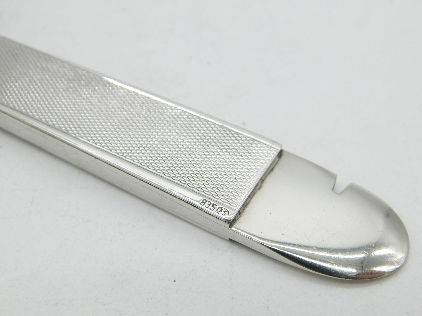 20th Century .835 Silver Engine Turned Cigar Cutter Tool Antique c1920 Art Deco