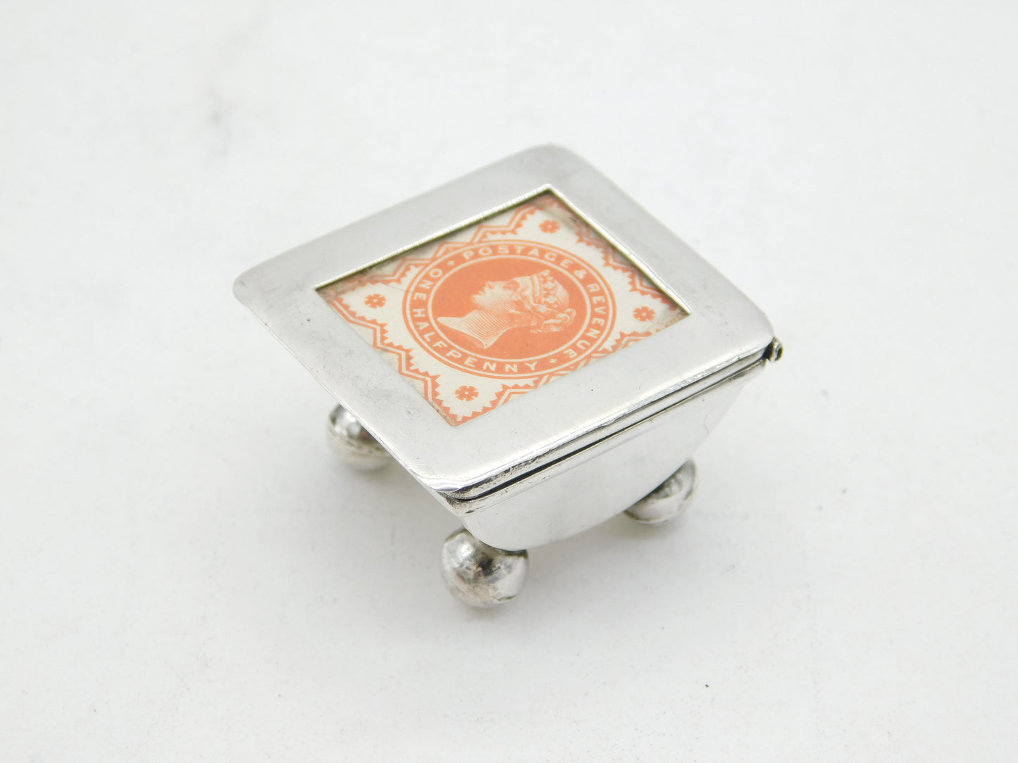 Sterling Silver Victorian Stamp Set Stamp Case or Box Vintage c1970