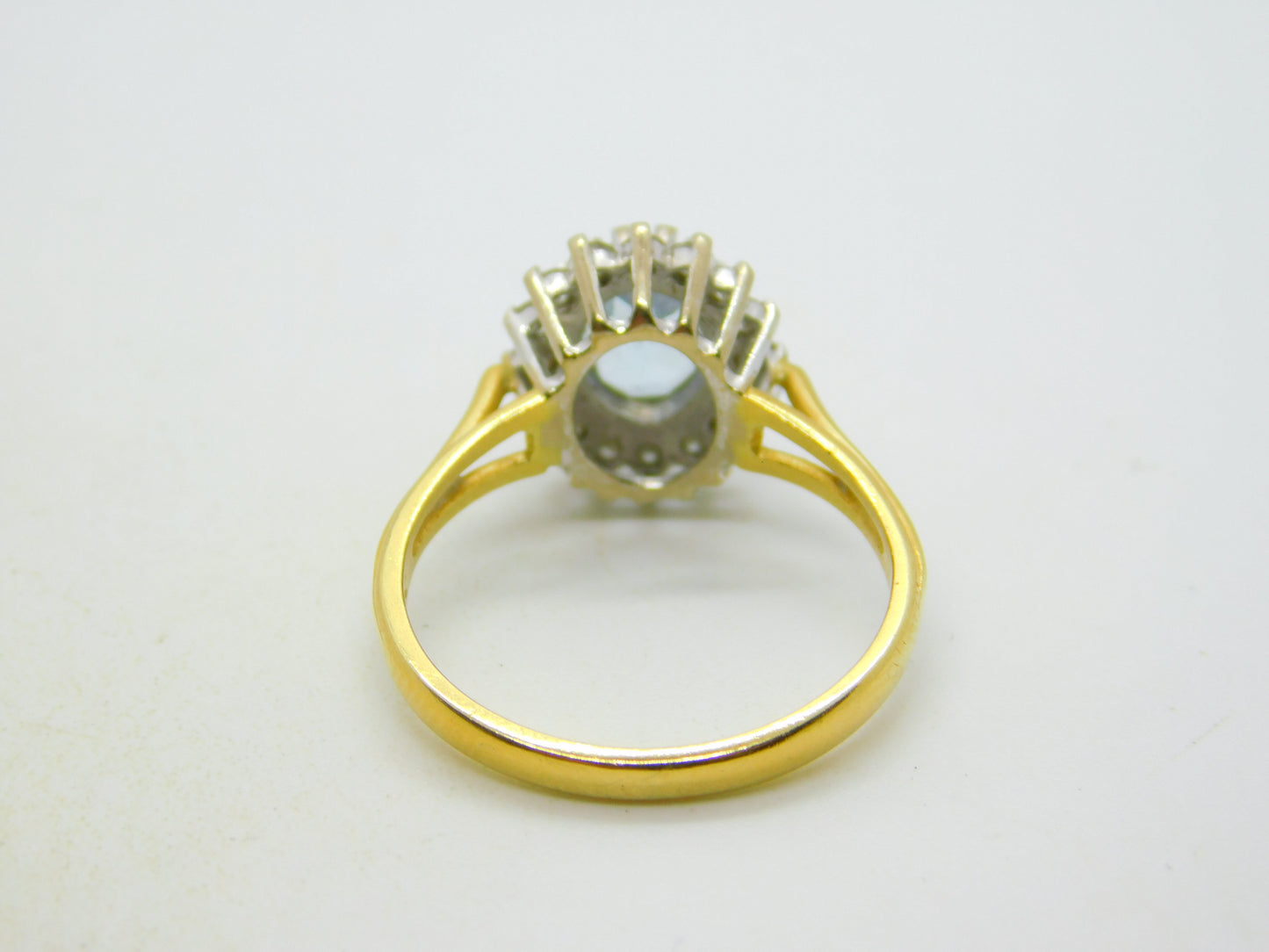 18ct Yellow Gold, 1ct Aquamarine & Diamond Engagement Ring Vintage c2000
