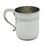 Sterling Silver Lined Pattern Christening Mug Antique 1925 Birmingham Art Deco