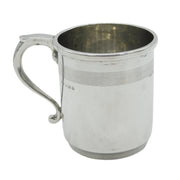 Sterling Silver Lined Pattern Christening Mug Antique 1925 Birmingham Art Deco