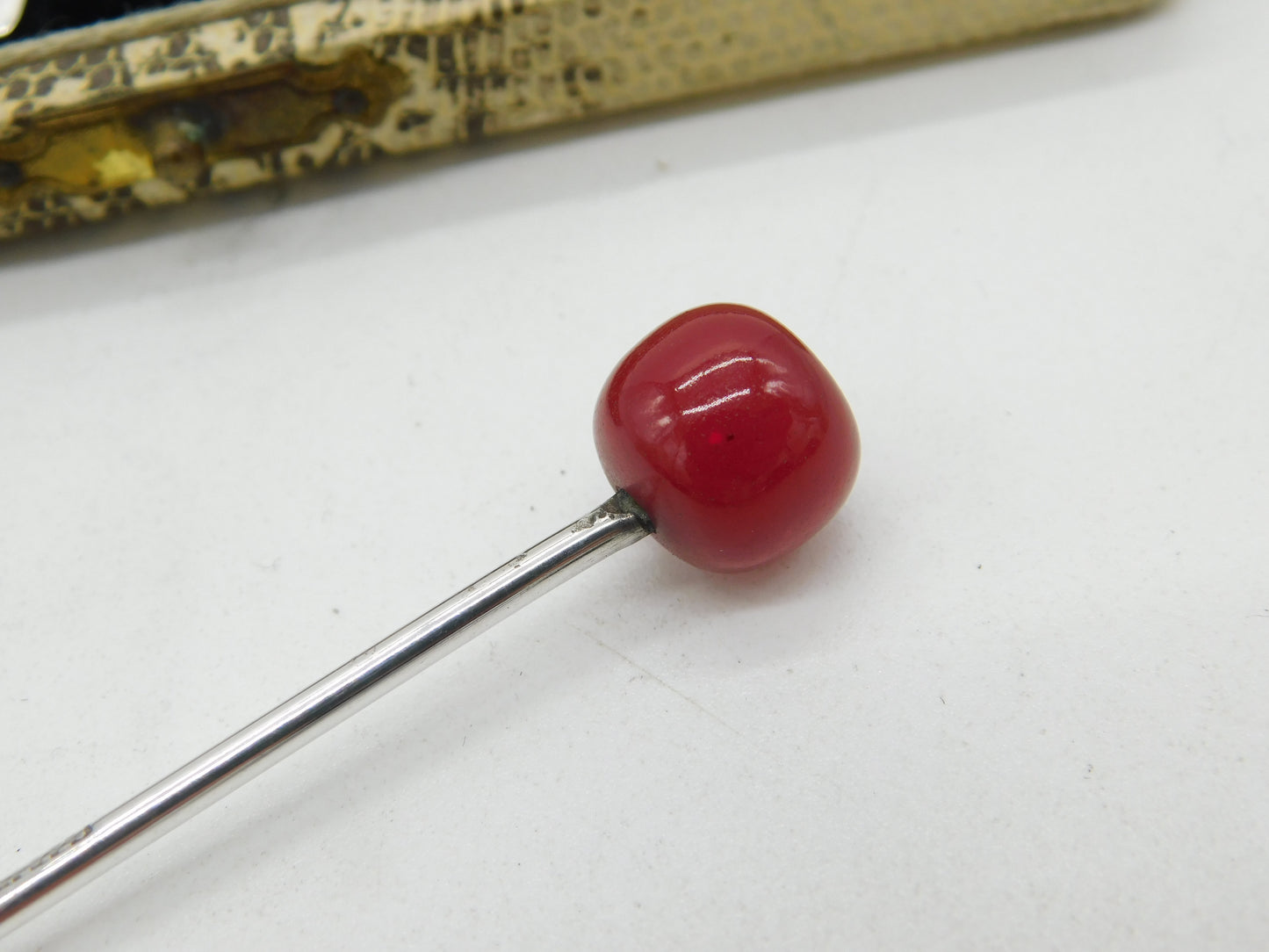 Boxed Sterling Silver Bakelite Cherry Terminal Cocktail Sticks Antique c1920