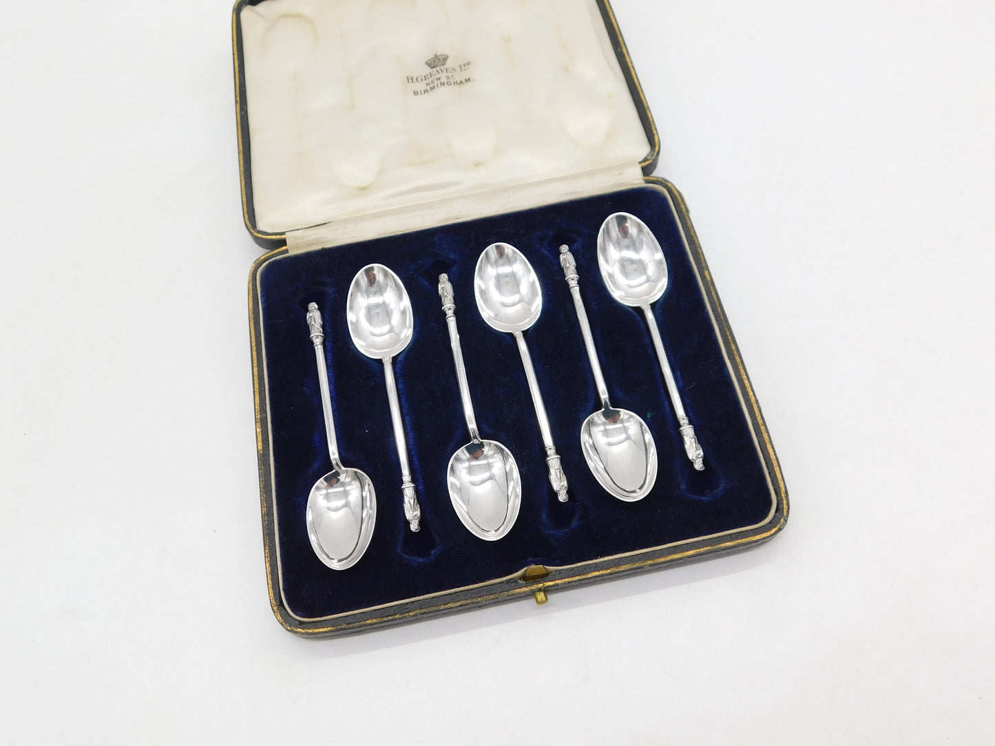 Victorian Boxed Sterling Silver Apostle Spoon Set Antique 1890 London