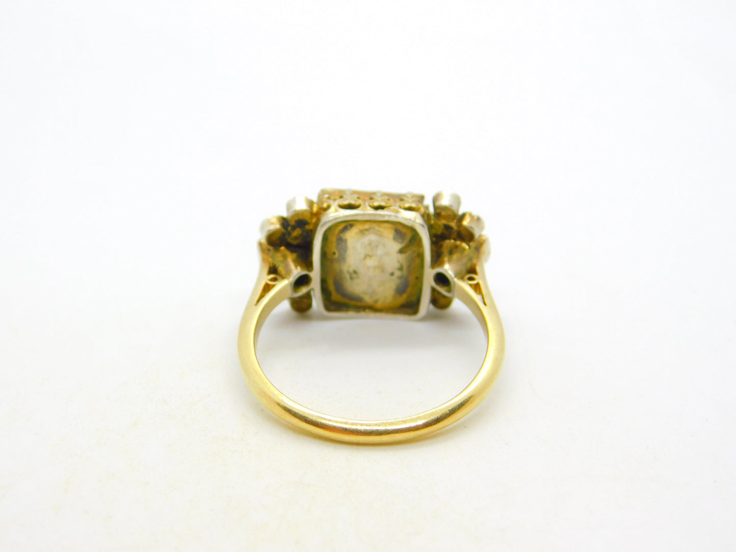 18th Century 18ct Gold, Green Paste, Ruby Mourning Ring Antique c1790 Georgian