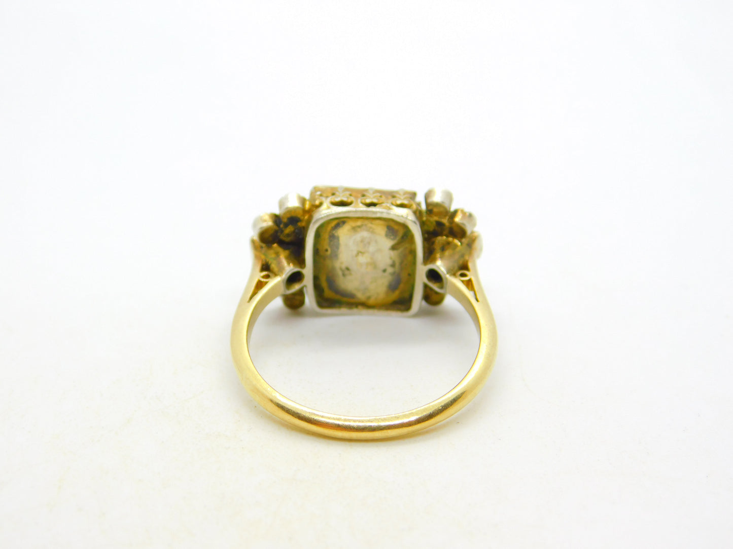 18th Century 18ct Gold, Green Paste, Ruby Mourning Ring Antique c1790 Georgian