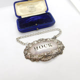 Early Victorian Sterling Silver Acanthus Hock Decanter Label 1844 Birmingham