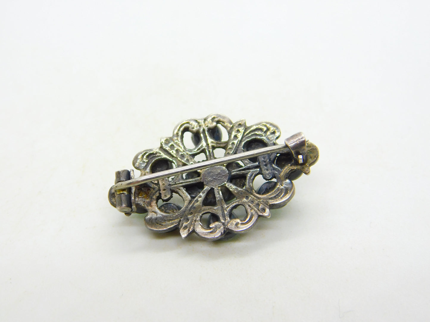 19th Century Austro-Hungarian Sterling Silver Cabochon Turquoise Brooch Antique c1860