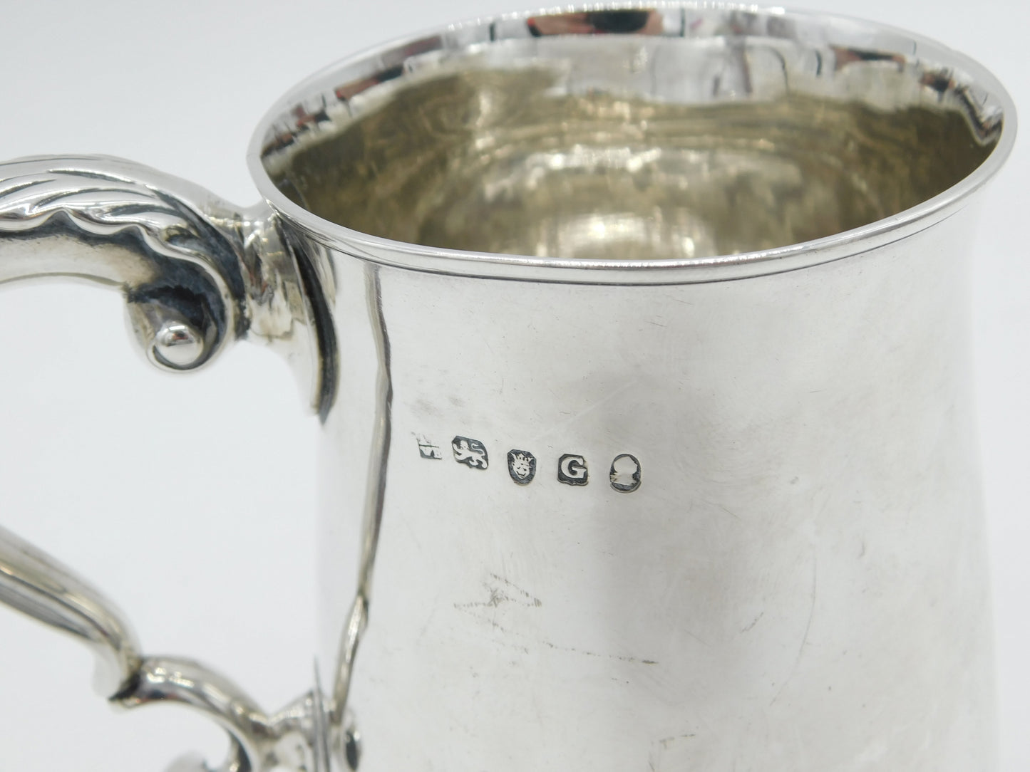 George III Sterling Silver Baluster Pint Tankard Mug Antique 1802 London