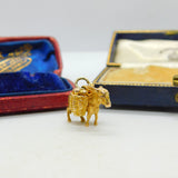 9ct Yellow Gold Donkey Carrying Baskets Charm Pendant Vintage 1982 Birmingham