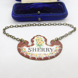 Early Victorian Bilston Enamel Sherry Decanter Label Antique c1840 Floral