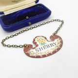 Early Victorian Bilston Enamel Sherry Decanter Label Antique c1840 Floral