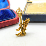 9ct Yellow Gold Articulated Singing In The Rain Charm Pendant Vintage 1982