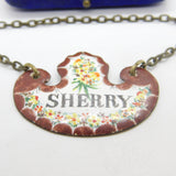 Early Victorian Bilston Enamel Sherry Decanter Label Antique c1840 Floral