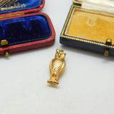 9ct Yellow Gold Wise Owl Charm Pendant Vintage 1967 London