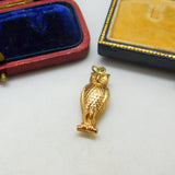 9ct Yellow Gold Wise Owl Charm Pendant Vintage 1967 London
