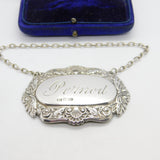 Sterling Silver Scallop Edge Pernod Decanter Label Vintage 1985 Sheffield