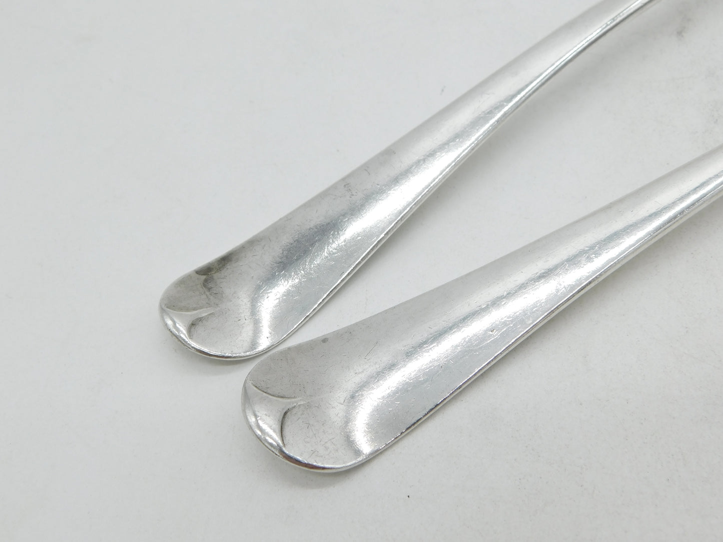 George III Sterling Silver Picture Back Tablespoons Pair Antique 1764 London