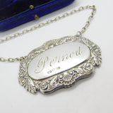 Sterling Silver Scallop Edge Pernod Decanter Label Vintage 1985 Sheffield