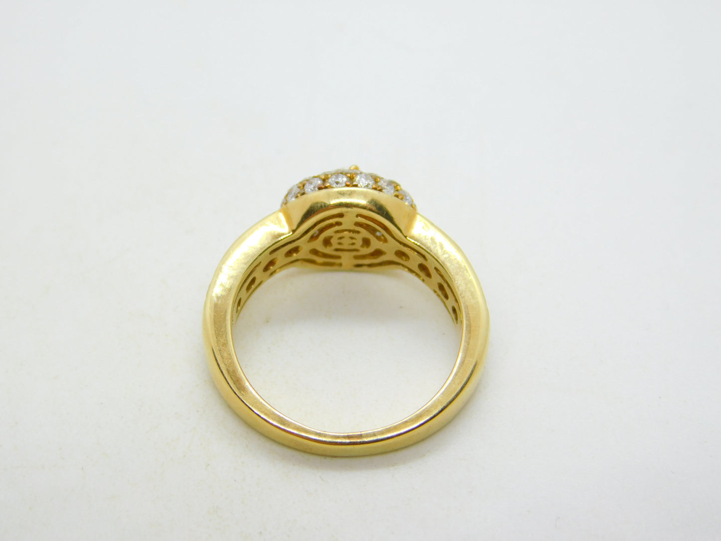18ct Yellow Gold & 0.5ct Round Cut Diamond Halo Ring Vintage c2000