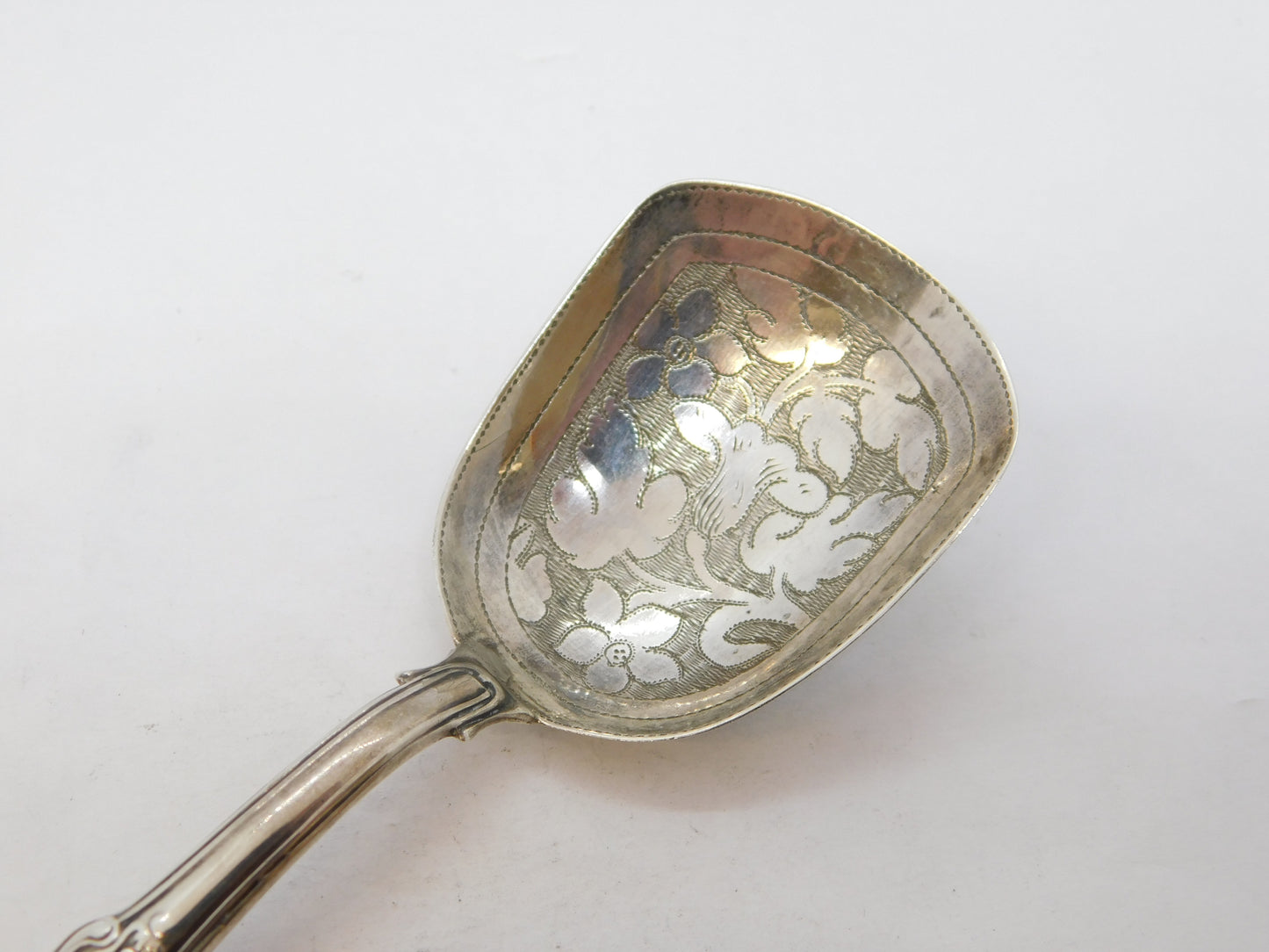 George IV Sterling Silver Floral Pattern Tea Caddy Spoon Antique 1824 Birmingham