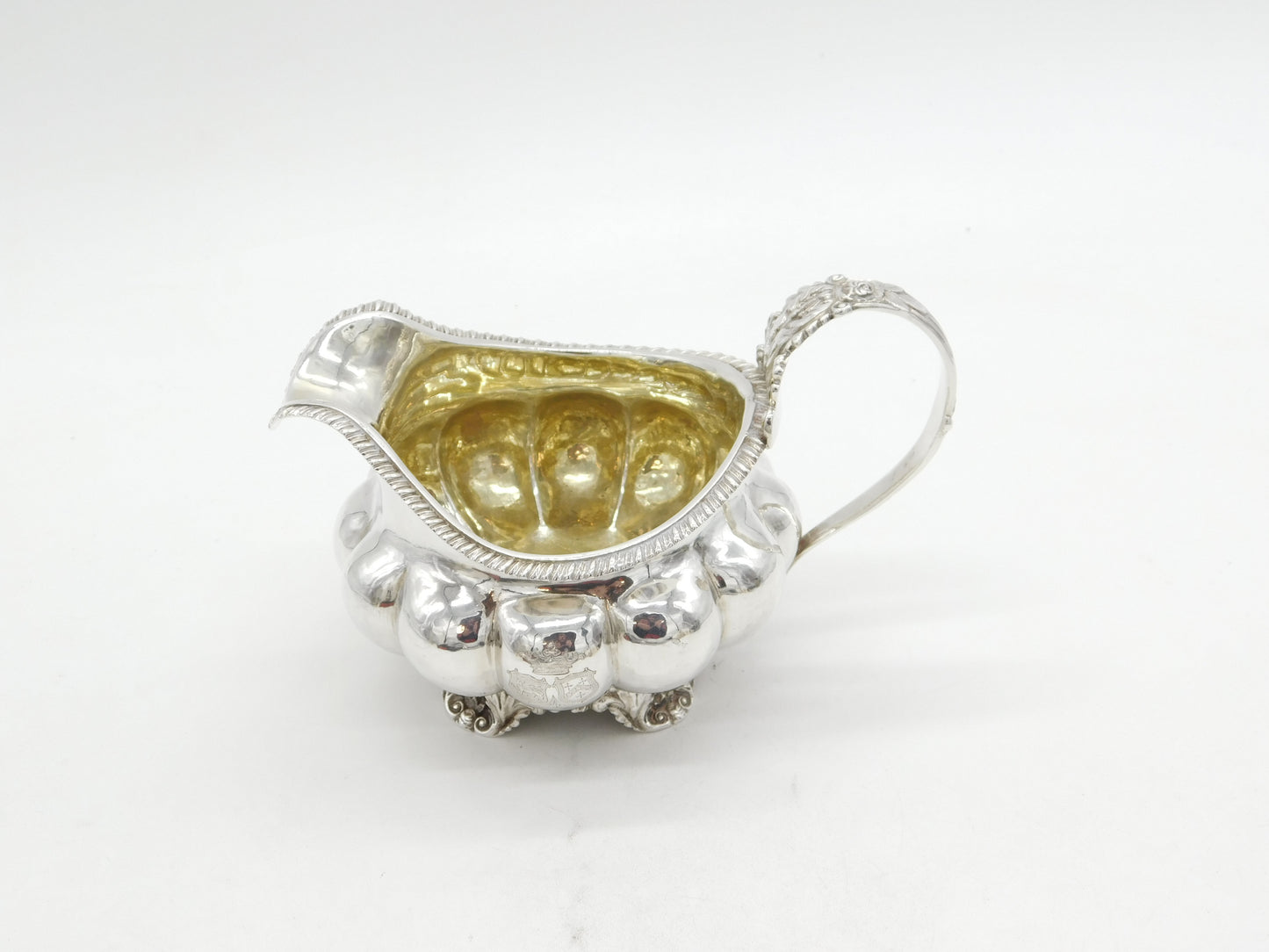 George IV Sterling Silver Heraldic Crested Cream Jug Antique 1830 London