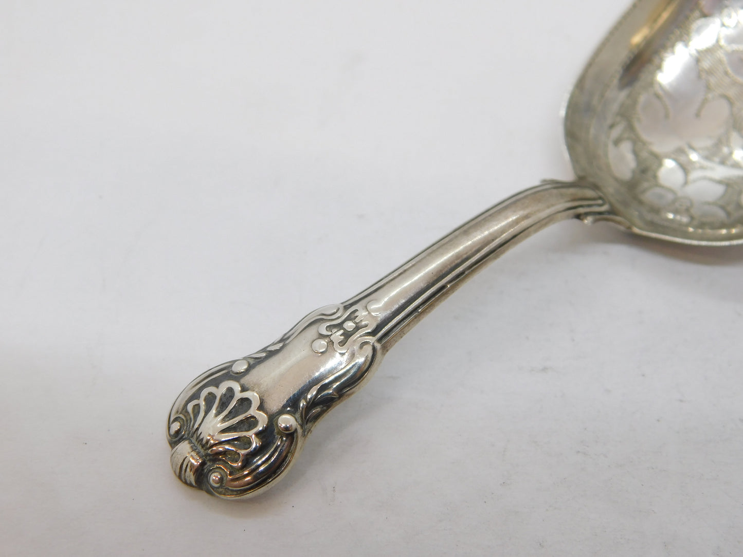 George IV Sterling Silver Floral Pattern Tea Caddy Spoon Antique 1824 Birmingham