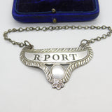 Georgian Silver Plated R.Port Ruby Port Decanter Label Antique c1790