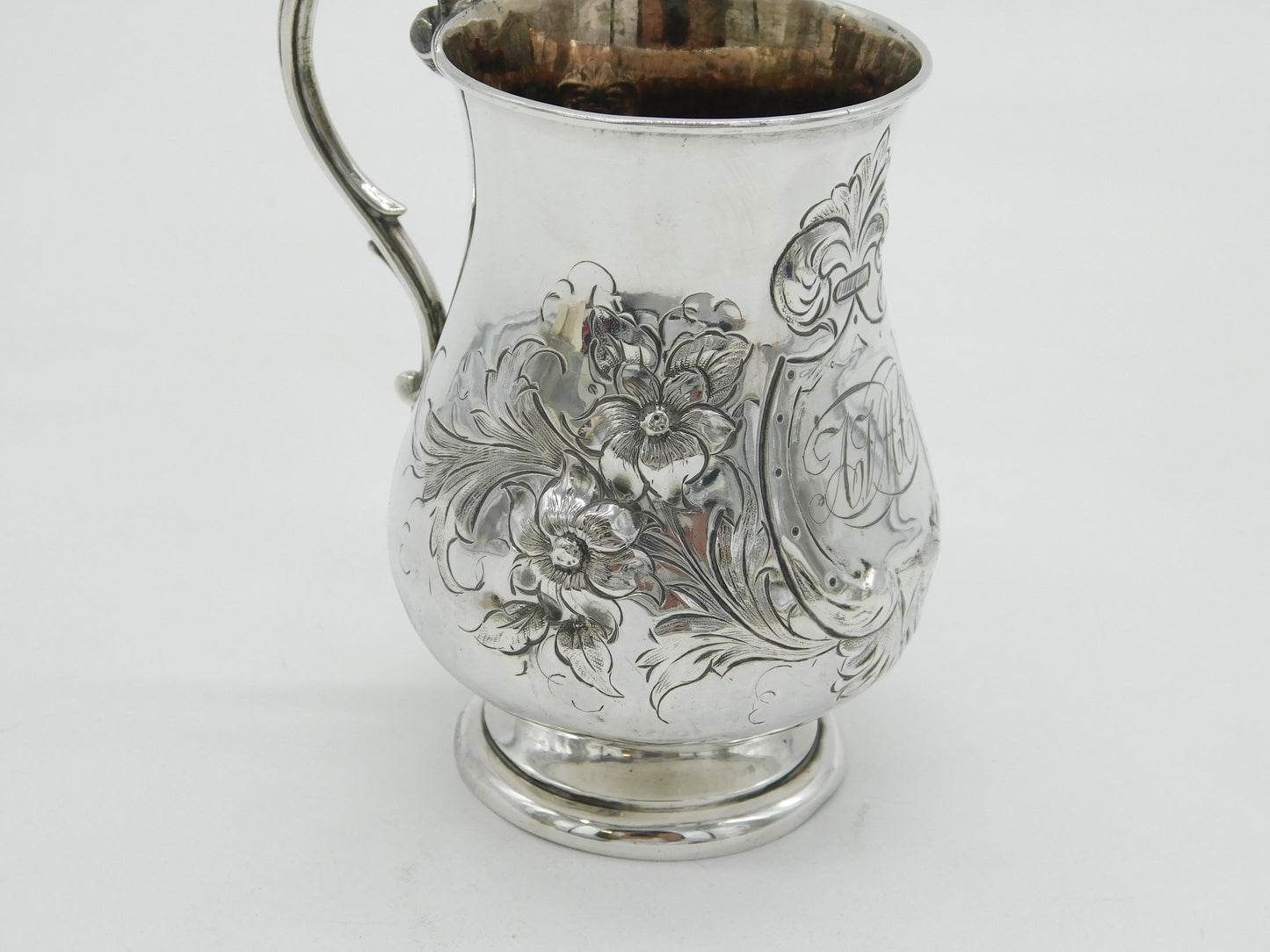 Victorian Sterling Silver Floral Pattern Christening Mug Antique 1893 Birmingham