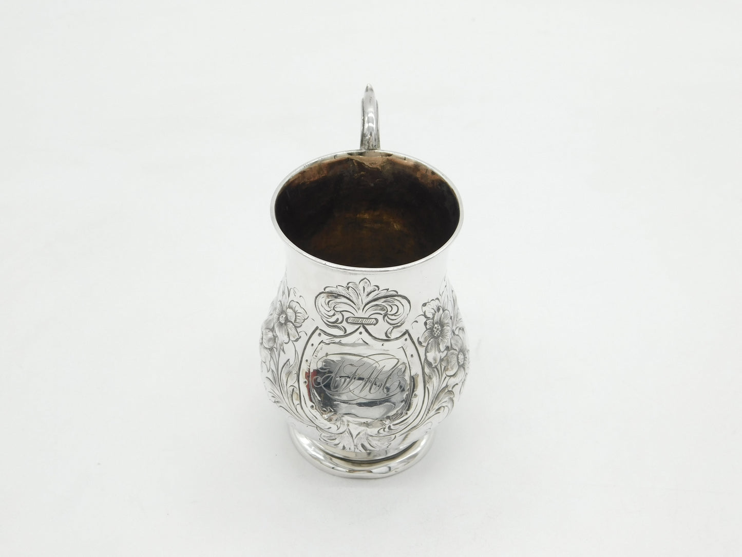 Victorian Sterling Silver Floral Pattern Christening Mug Antique 1893 Birmingham