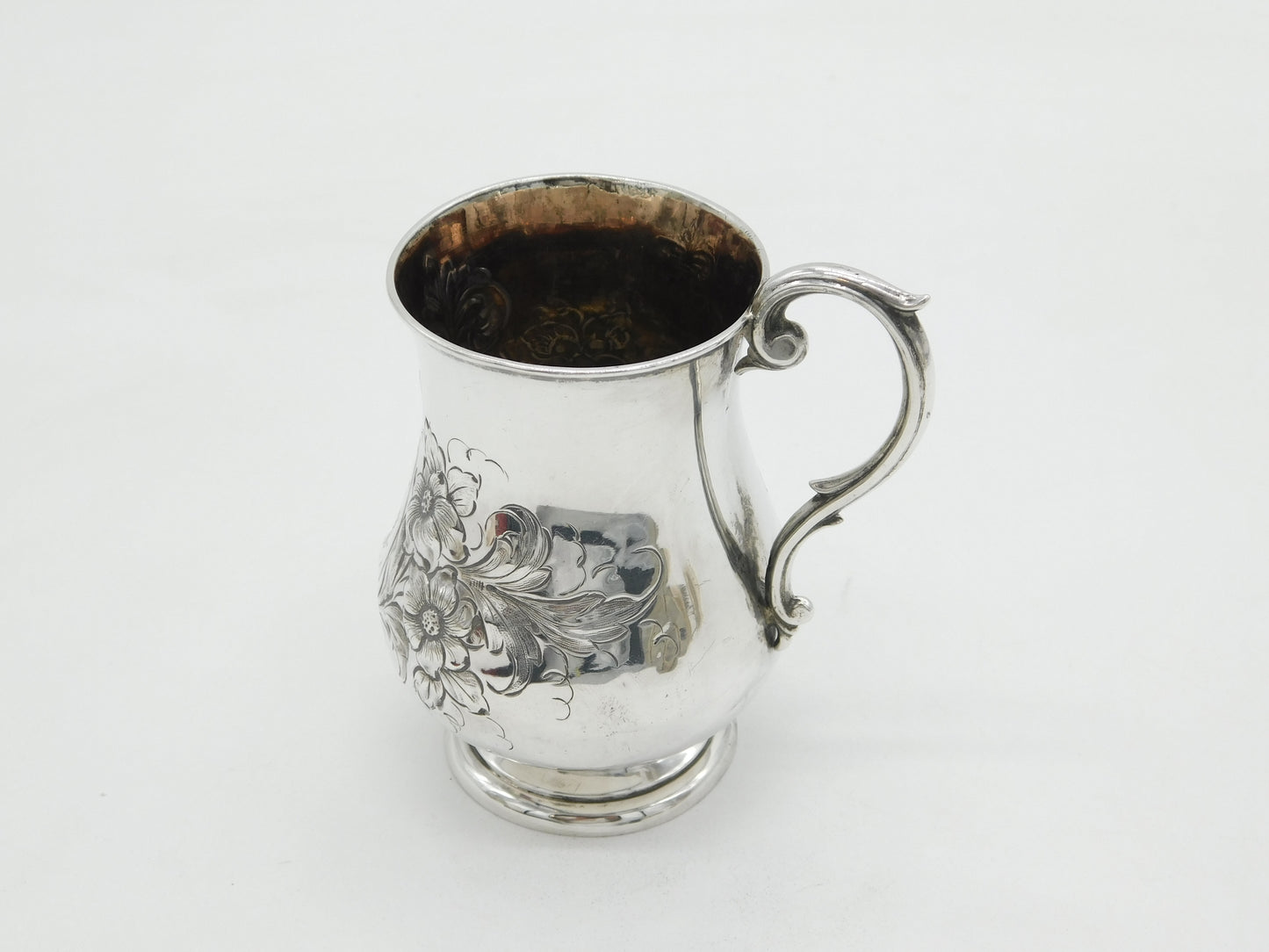 Victorian Sterling Silver Floral Pattern Christening Mug Antique 1893 Birmingham