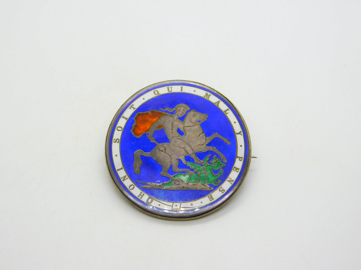 Victorian Sterling Silver Enamel Crown Coin Brooch Antique 1882 Chester
