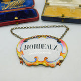 Georgian Enamel Bordeaux Wine Decanter Or Bottle Label Antique c1800 Early