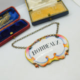 Georgian Enamel Bordeaux Wine Decanter Or Bottle Label Antique c1800 Early
