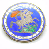 Victorian Sterling Silver Enamel Crown Coin Brooch Antique 1882 Chester