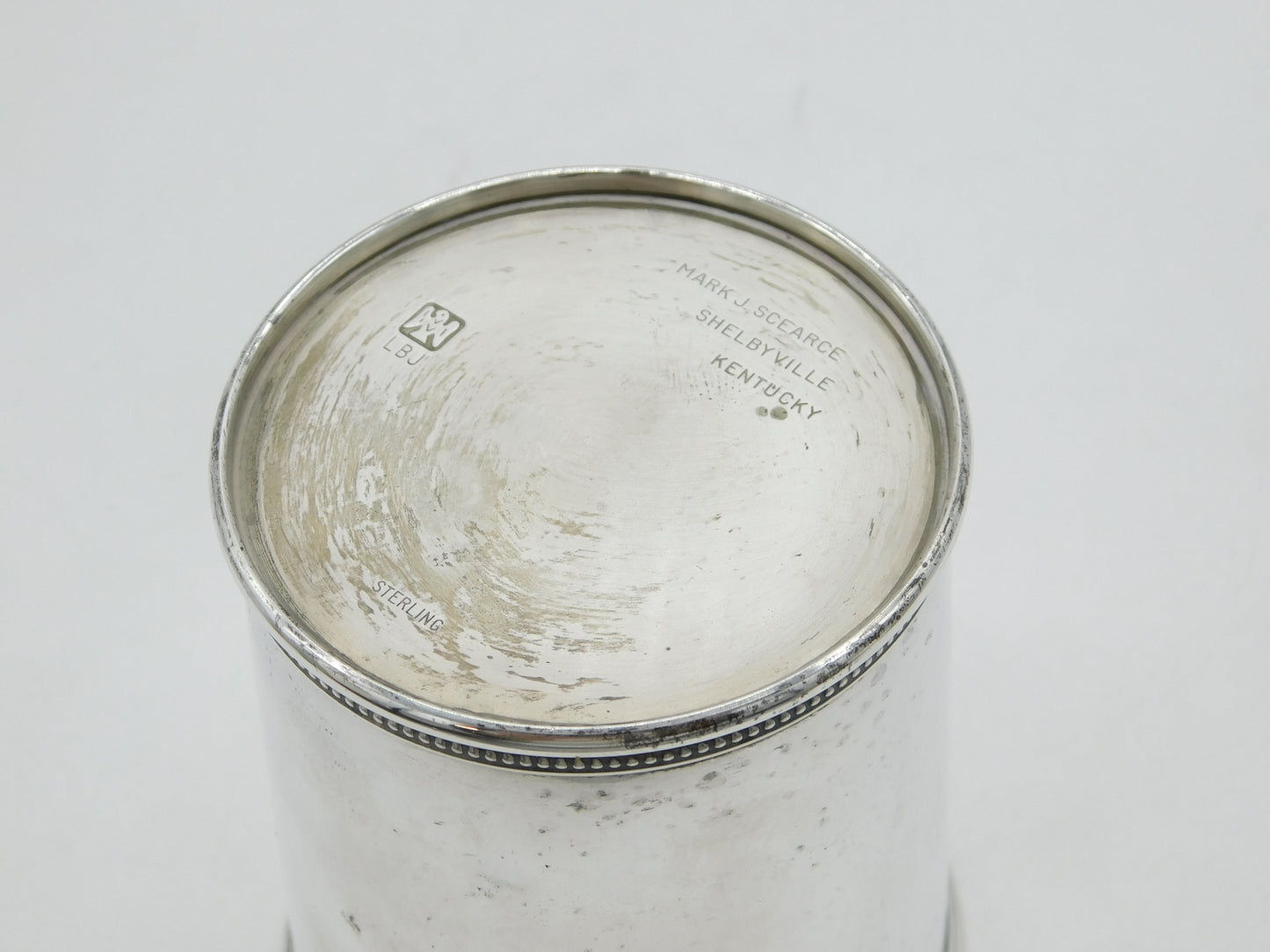 USA Sterling Silver Presidential Mint Julep Cup Beaker Mark J. Scearce 'LBJ'