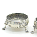 George III Pair of Sterling Silver Floral Pattern Salt Cellars Antique 1775 London