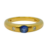 18ct Yellow Gold, 0.3ct Sapphire & Diamond Set Band Ring Vintage 1995 London