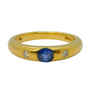 18ct Yellow Gold, 0.3ct Sapphire & Diamond Set Band Ring Vintage 1995 London