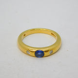 18ct Yellow Gold, 0.3ct Sapphire & Diamond Set Band Ring Vintage 1995 London